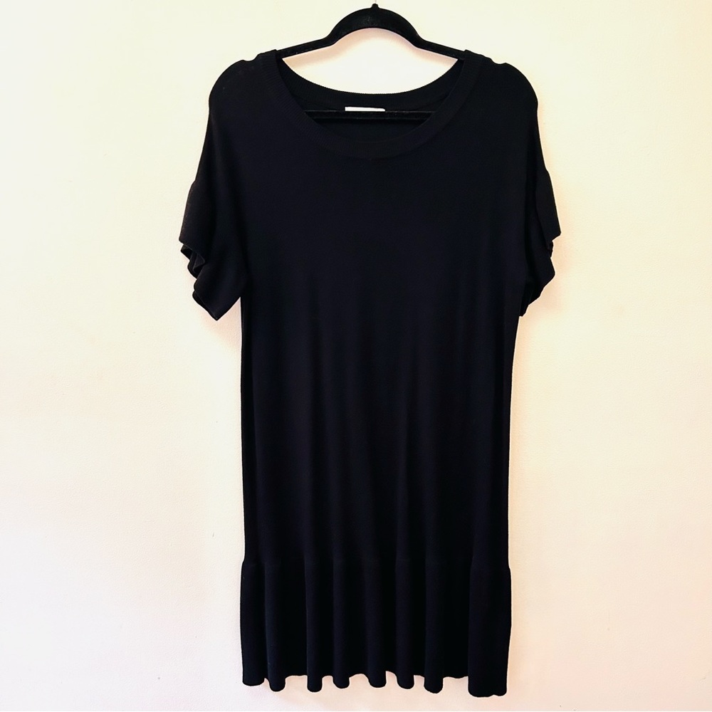 All:Row black peplum bottom short sleeve sweater dress size large DM1028